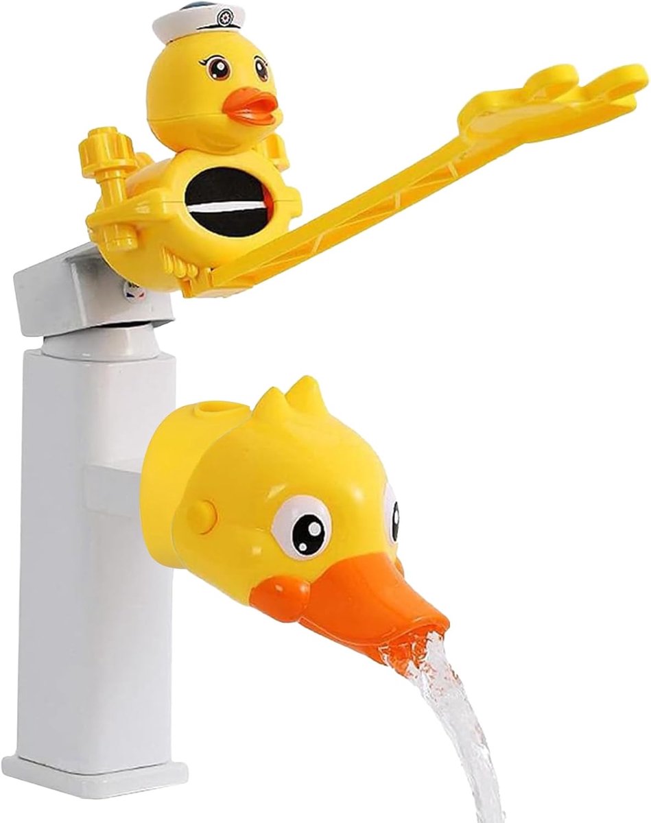 2 Stuks Waterkraan voor kinderen - Kraan Extender voor Kids - kraanverlenging ontworpen - met eendenvorm Animal Extenders - voor kranen instelbaar comfortabel - voor het handen wassen van kleine kinderen - geel