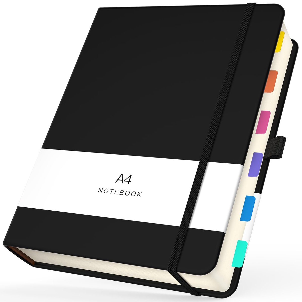 SnelShoppen - Notitieboek A4 Gelinieerd 360 Pagina's - Dik Papier 100 g/m² - Hardcover van Zwart PU-leer - Dagboek voor School, Werk, Creatief Schrijv
