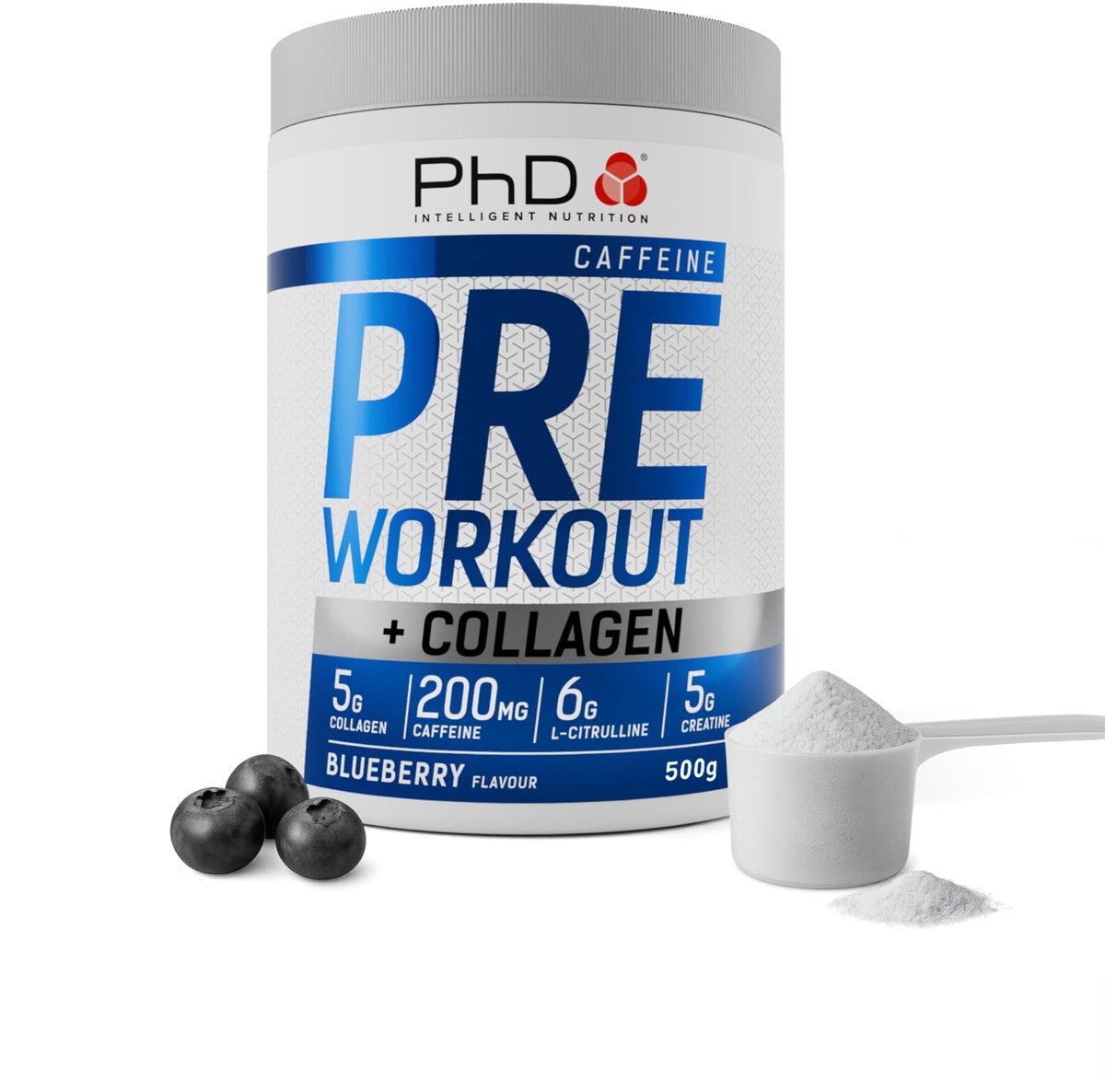 PhD Pre-Workout + Collagen (20 serv) Blueberry - Pre-Workout - Pre-Workout Booster