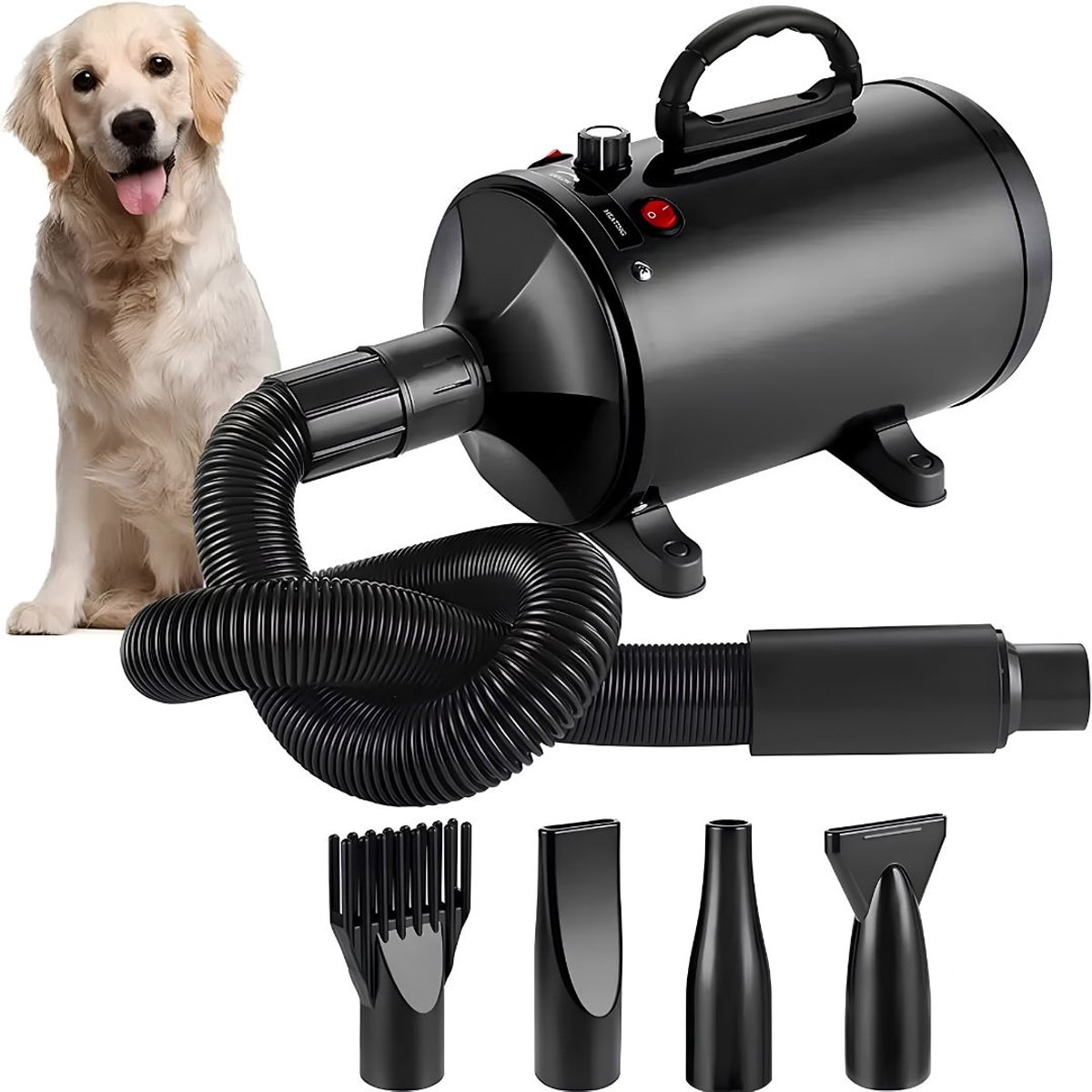 JCP® Hondenfohn - Huisdierföhn - Professionele Haardroger - Zwart - 37cm x 29cm x 19cm