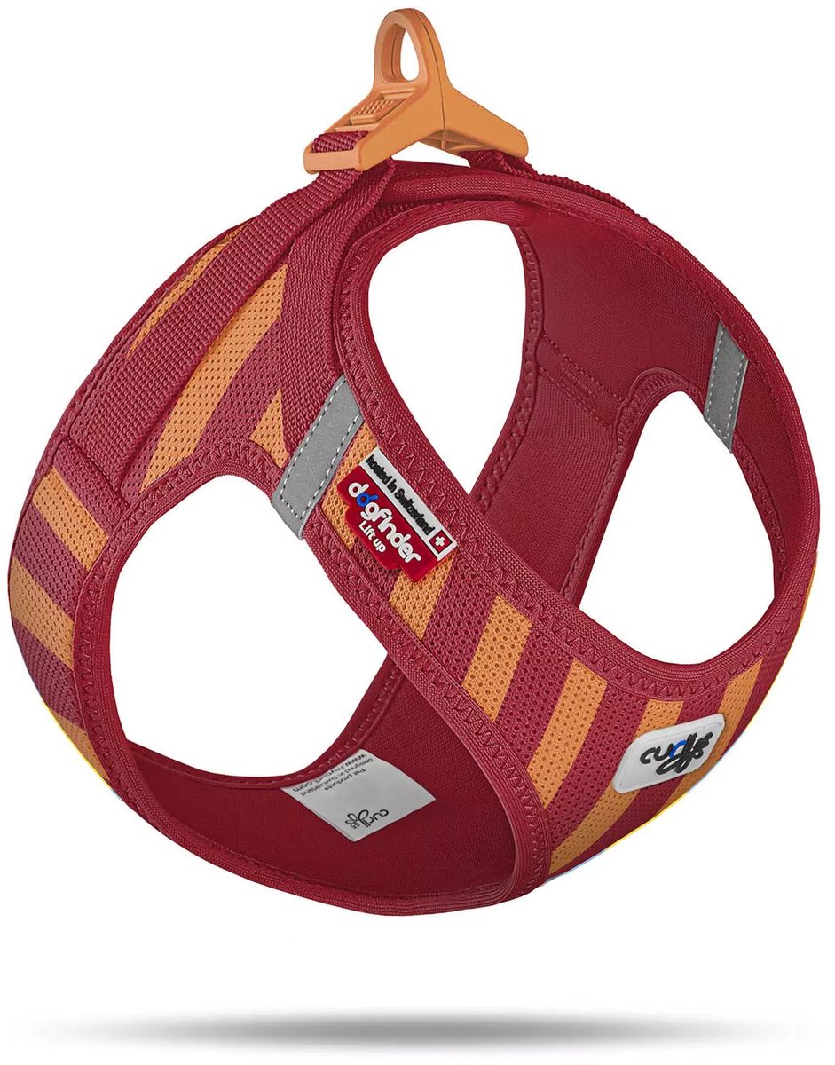 Curli Hondentuig Clasp Vest Harness Gestreept Rood LE26 Maat XS 34-38 cm