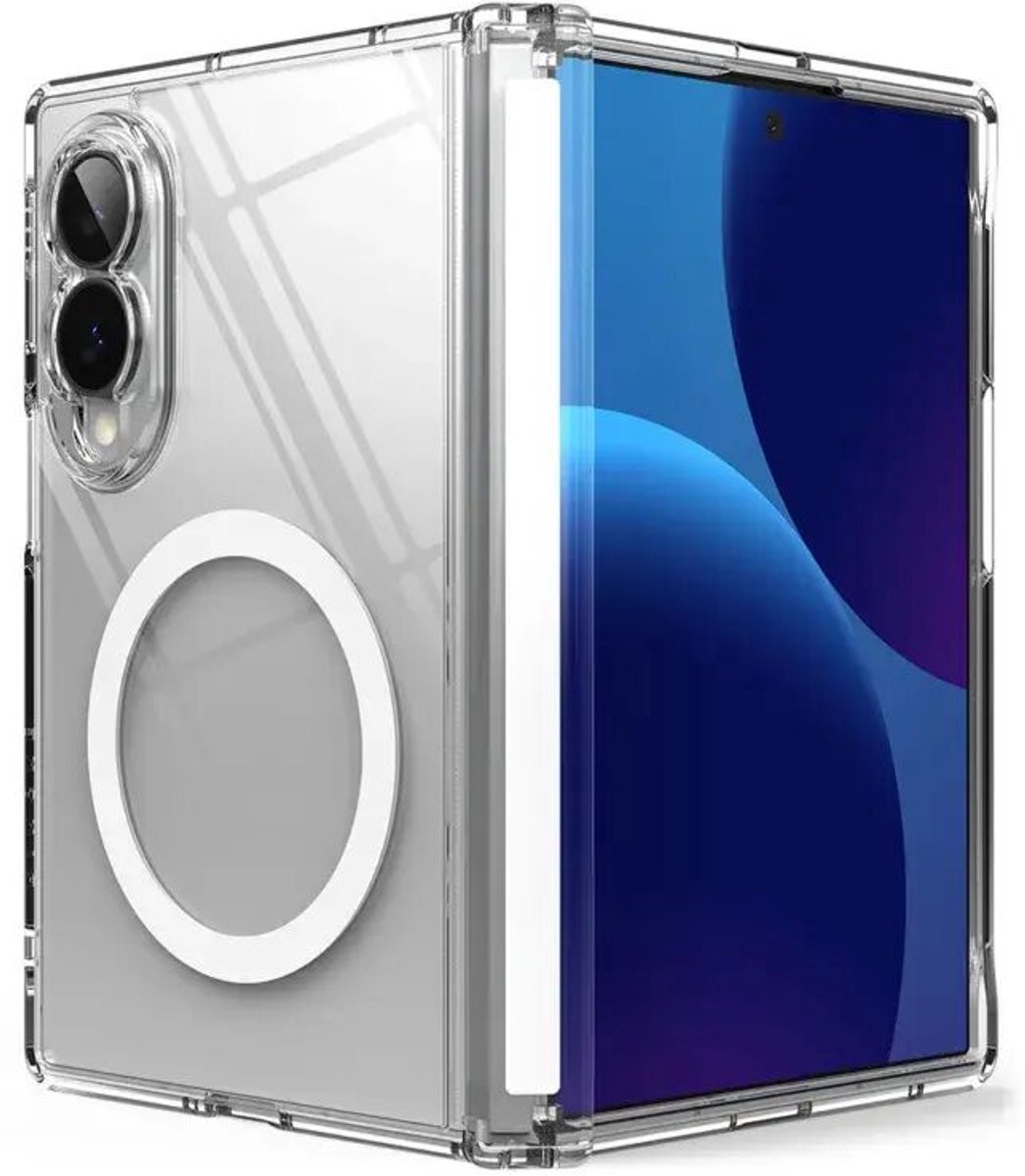 Ringke Fusion Flap Magnetic | Hoesje Geschikt voor Samsung Galaxy Z Fold 8 | Compatibel met MagSafe / Qi2 | Back Cover met Militaire Standaard | Scharnier Bescherming | Transparant
