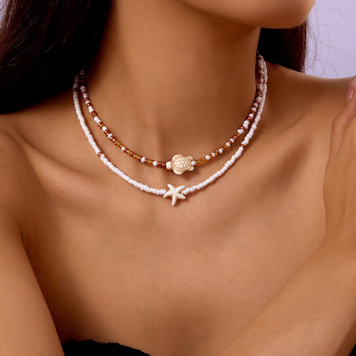 Halsketting - 38+5cm - Kralenketting - Halsketting met kleine kraaltjes - Strandketting - Zomerse stijl - Dames zomer strandkleding - Casual halsketting - Fotoketting - Perfect om mee naar het strand te gaan