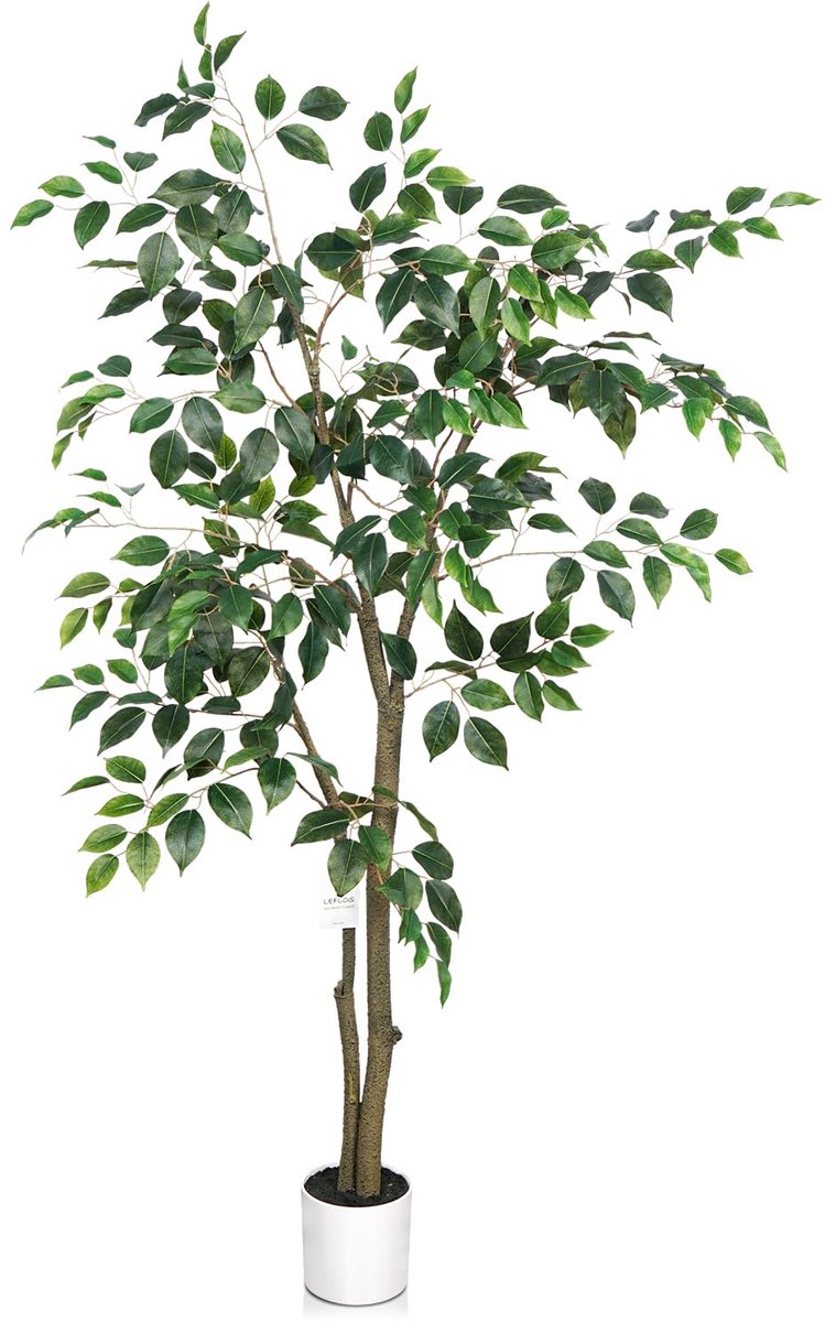 SnelShoppen - Kunstmatige Ficus Boom 150 cm - Tropische Kunstplanten in Witte Pot - Mooie Woondecoratie voor Binnen - Perfect Housewarming Cadeau