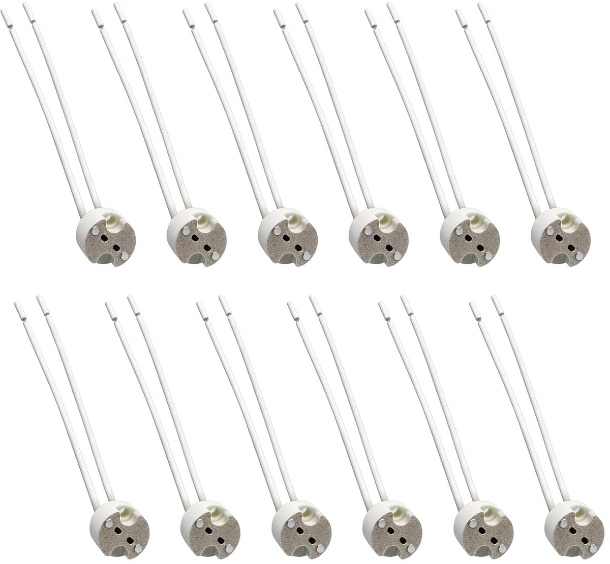 SnelShoppen - GU5.3 Lamp Holder, Socket Adapter van Keramiek met 12cm Siliconen Kabel, Geschikt voor MR16 G4 GU4 G6.35 LED en Halogeen Lampen, 12 Stuk
