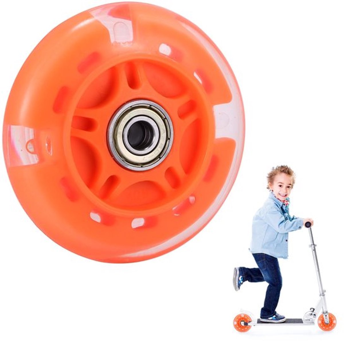 Reservewielen 80 mm - LED Flash Wiel - Skate Wielen - Knipperende Rollichten - ABEC-7 - Voor Kinderen/Jongeren - Geschikt voor Mini/Maxi Steppen - Scooterwielen