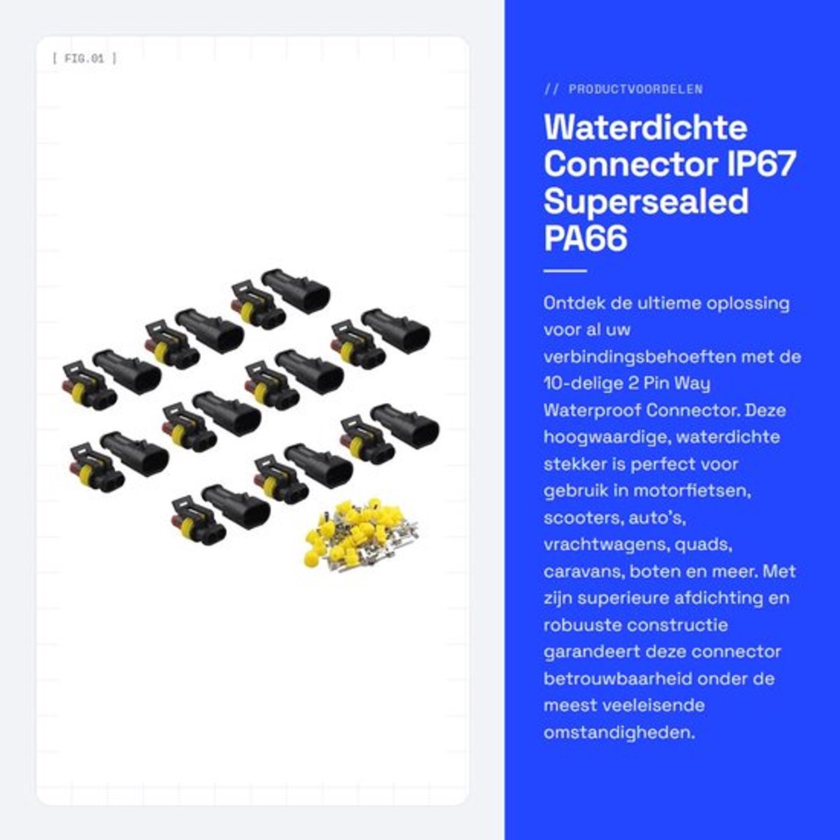 Waterdichte Connector - IP67 - Supersealed - PA66 Nylon - Terminal Sockets - AC/DC Plug - Motorfiets Scooter Auto Truck Quad Bike Caravan...