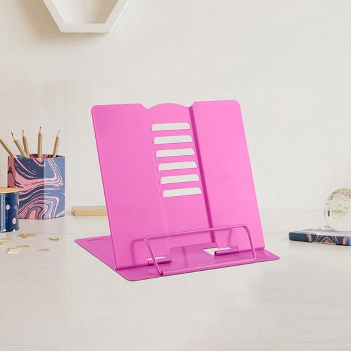 Boekenstandaard Robuust - Verstelbaar - Lichtgewicht - Opvouwbaar - Boekenhouder - Compacte Afmetingen 15x15,5 cm - Leesstandaard