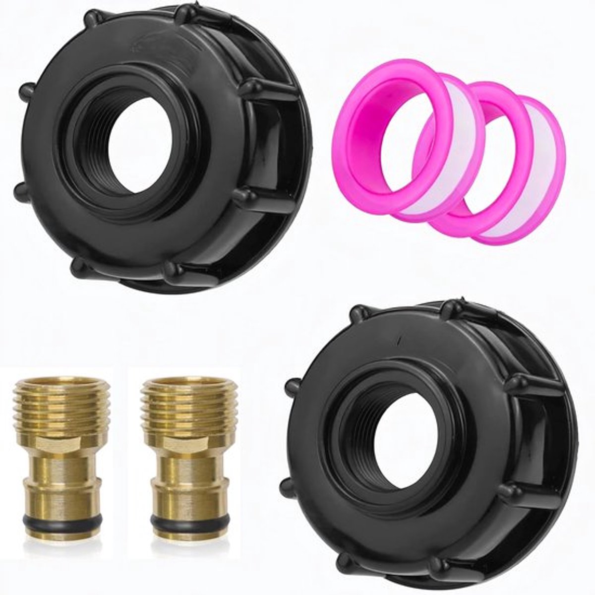 IBC-adapterdeksel messing - 1/2 inch binnendraad - S60x6 schroefdraad - tankaccessoires - tankkraan met afdichtring - corrosiebestendig - Tankadapter