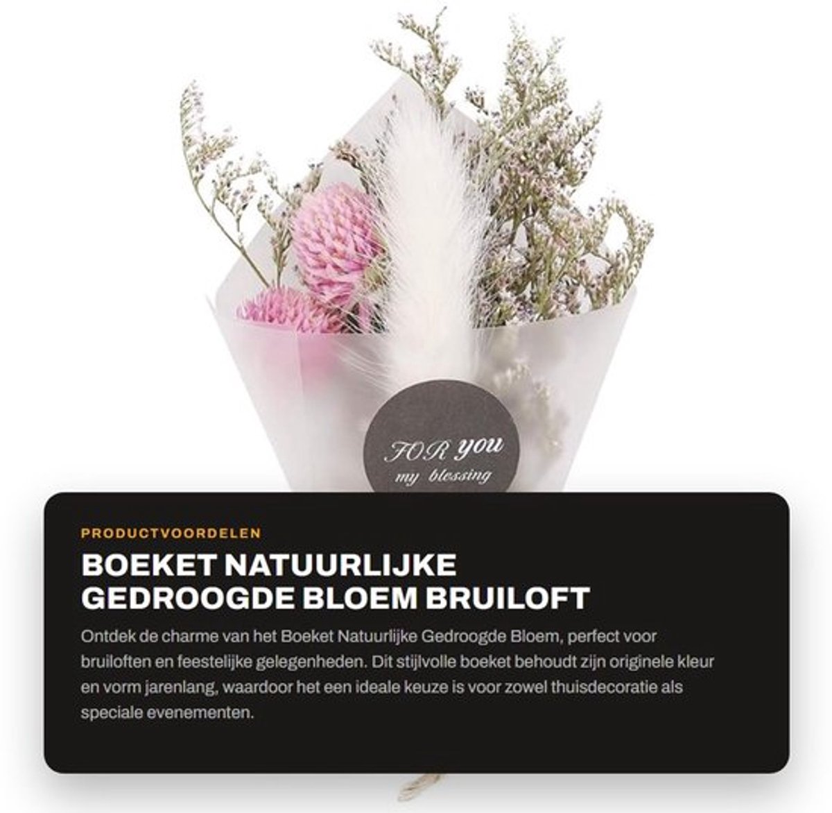 Boeket Natuurlijke Gedroogde Bloem - Bruiloft Decoratie - Duurzaam en Langdurig - Kleur #3