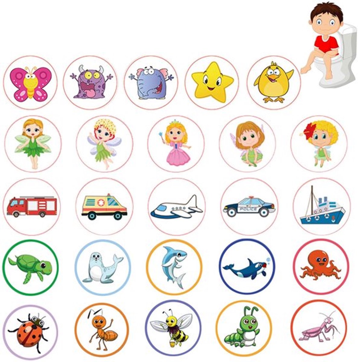 Potty Training Stickers - Grappige Plasstickers - Kleurveranderende Stickers - Herbruikbare Stickers - Set van 25 - Hoogwaardige Thermische Papier - Plakstickers