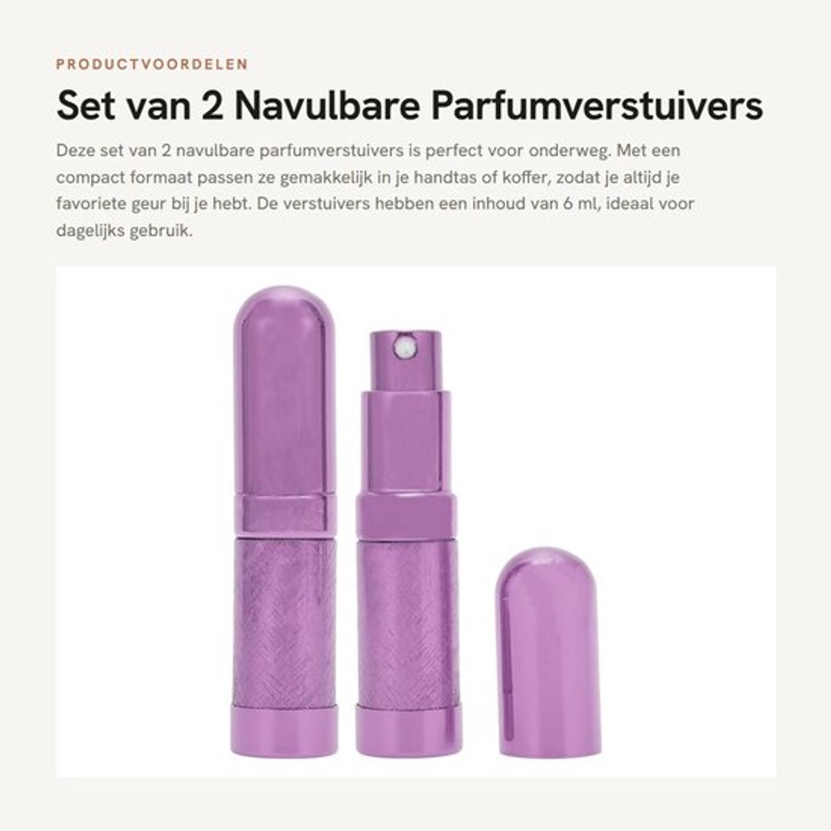 Parfumverstuiver Navulbaar 6 ml - Draagbare Spray - Reisverstuiver - Compact - Verbeterd Ontwerp Schenktuit - Parfumfles