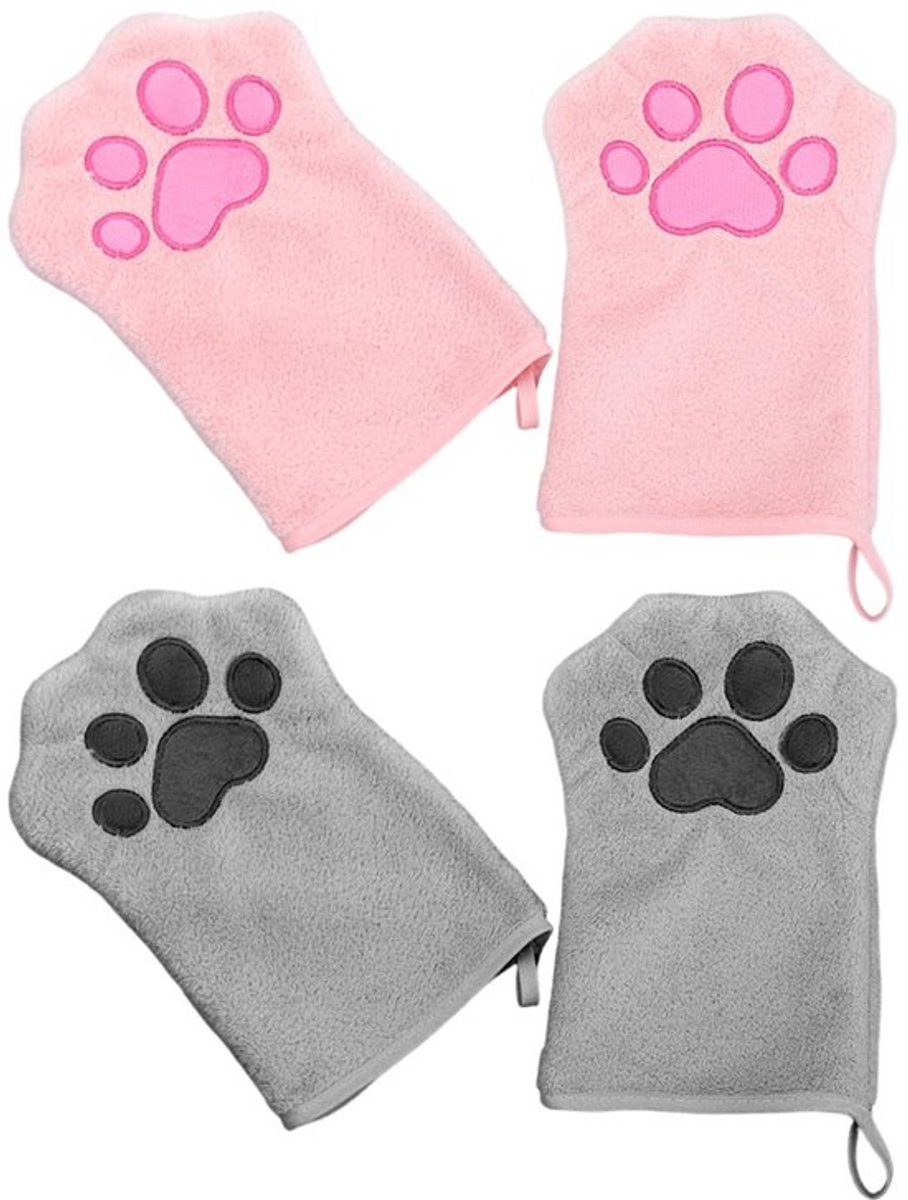 2 paar handdoeken in handschoenstijl voor huisdieren, absorberende handdoeken, huisdierrei