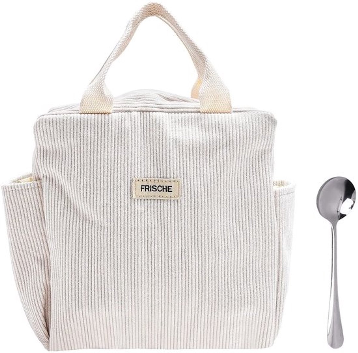 Lunchtrommel Grote Capaciteit - Opvouwbaar - Waterdicht - Isolatietas - Koeltas - Beige Corduroy