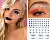 Gezichtsdiamantjes Zilver – Zelfklevende Face Gems – Make-up Diamantjes – Oogstickers – Festival Make-up – Gezichtsdecoratie – 1 Vel Met 100 Steentjes