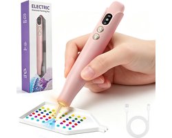 FIVAVA Elektrische diamond painting pen met licht, 2 zuigstanden - roze - ShopVlot
