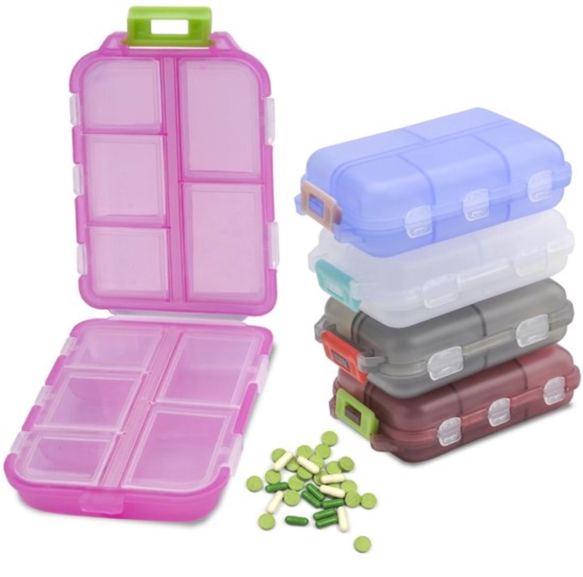 Tablettenbox - Pillendoos 7 dagen - Draagbaar en veilig - Klein formaat - Organizer voor medicijnen - Perfect voor dagelijks gebruik - 5...