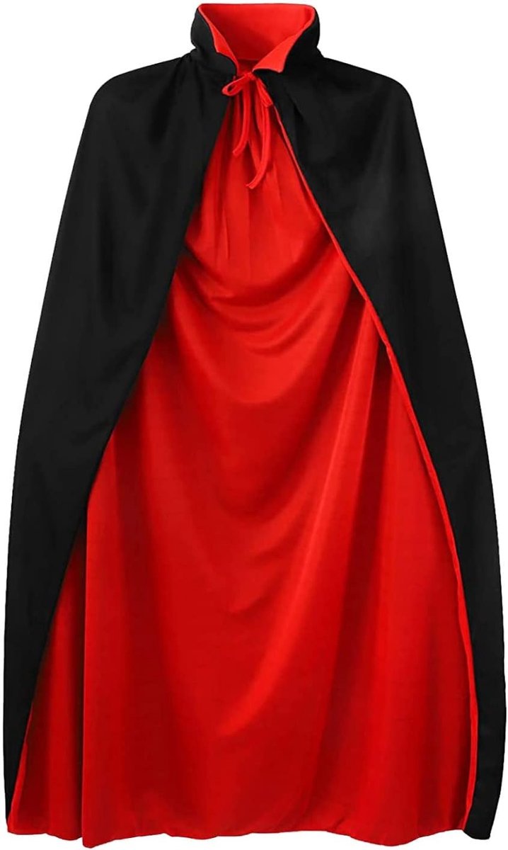 Zwarte en Rode Cape voor Halloween - Staande Kraag, Toebehoren voor Heksen Cosplay, Volwassenen en Kinderen, Perfect voor Feestjes en Kostuumverkleedpartijen