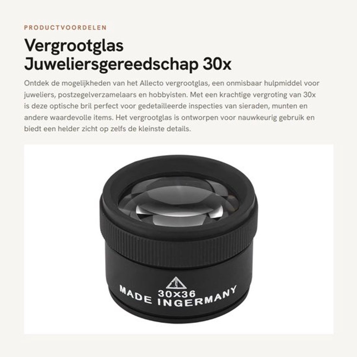 Vergrootglas 30x Professionele Lens - Optische Bril - Juweel Inspectie Tool - Voor Postzegel en Onderdelen - Ideaal voor Wijnbereiding en Tuinieren - Loep