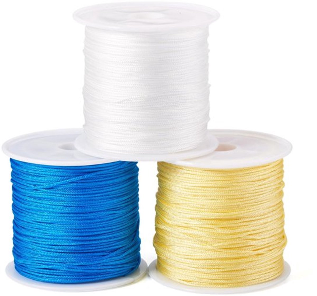 Nylon Koord 3 Rollen - Nylon Kralenkoord - Sieraden Maken - Gevlochten Koord - 0,8 mm Diameter - 38-40 m/Rol - Sieradenkoord