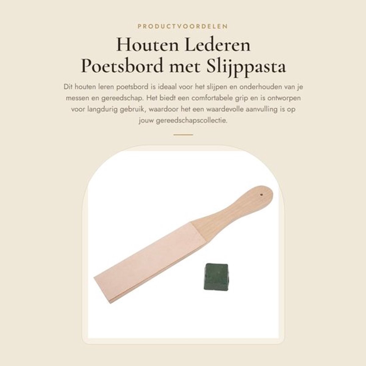 Poetsbord Dubbelzijdig - Houten Slijpriem - Lederen Stropping Kit - 12 Inch - Comfortabele Bediening - Premium Kwaliteit - Slijpsteen