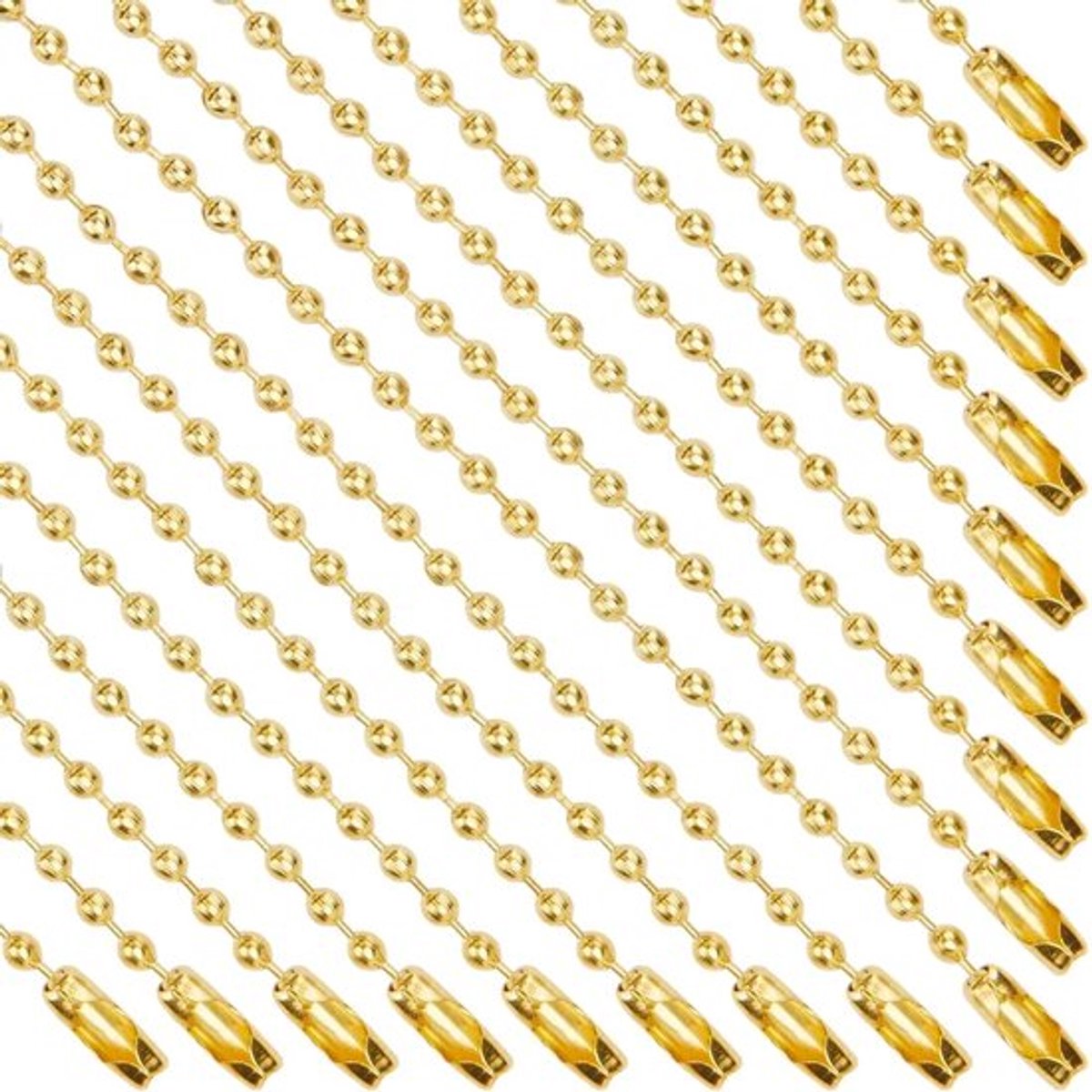 Sleutelhanger 100 Stuks - Korte Gouden Kralenketting - Roestvrij Stalen Ketting - Verstelbare Ketting - Connector voor Sieraden Maken - DIY Ambachten