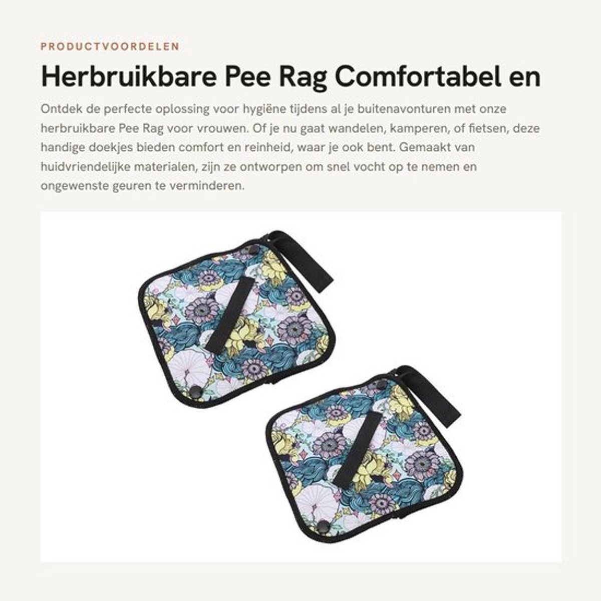 Pee Rag - Herbruikbaar/Washable - 2x Wiping Cloth - 16x16 cm - Waterdicht - Absorberend - Geschikt voor Outdoor Activiteiten - Wipes