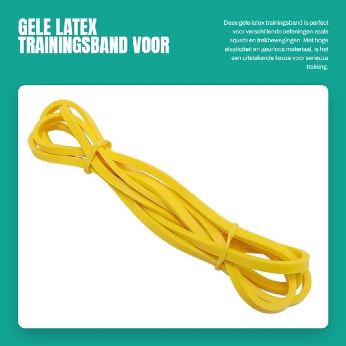 Trainingsband Geel 6,4 mm - Latex Oefenband - Hoge Elasticiteit - Geurloos - Geschikt voor Squats/Pull - Duurzaam Gebruik