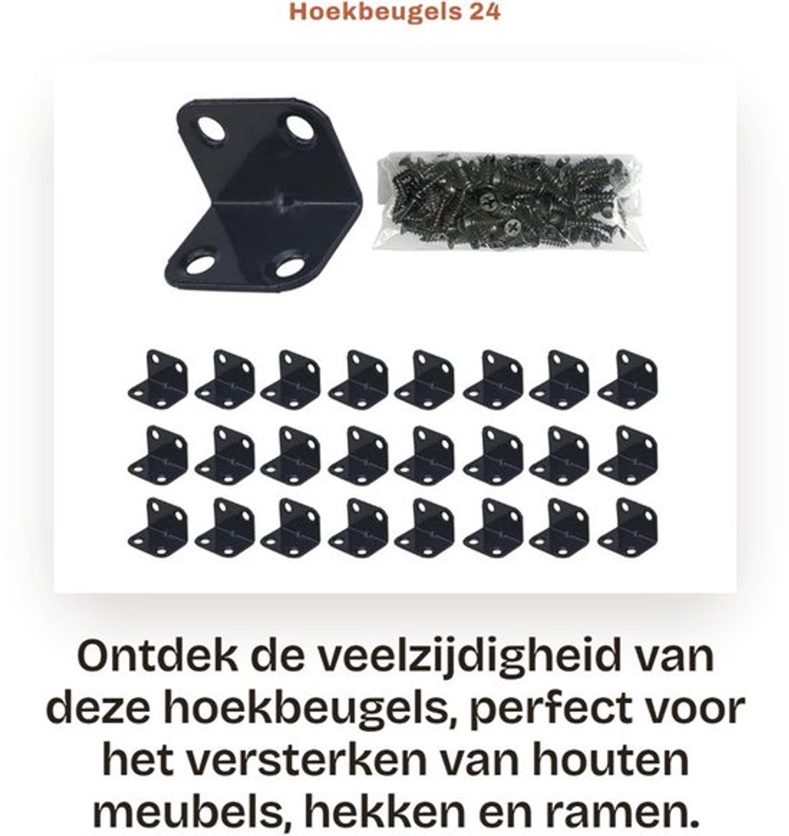 Hoekbeugels 24 Stuks - L-vormige Beugels - Roestvrij Staal - Beugels voor Hout - Reparatie voor Meubels - Geschikt voor Binnen/Buiten - Hoekbeugel