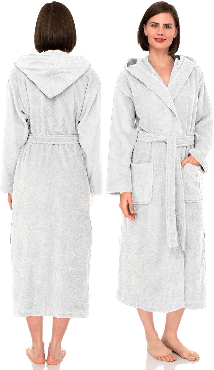 SnelShoppen - Luxe badjas met capuchon heren en dames 100% katoen badstof ochtendjas handdoek sjaal kraag gewaad perfect voor hotel en spa zachte stij