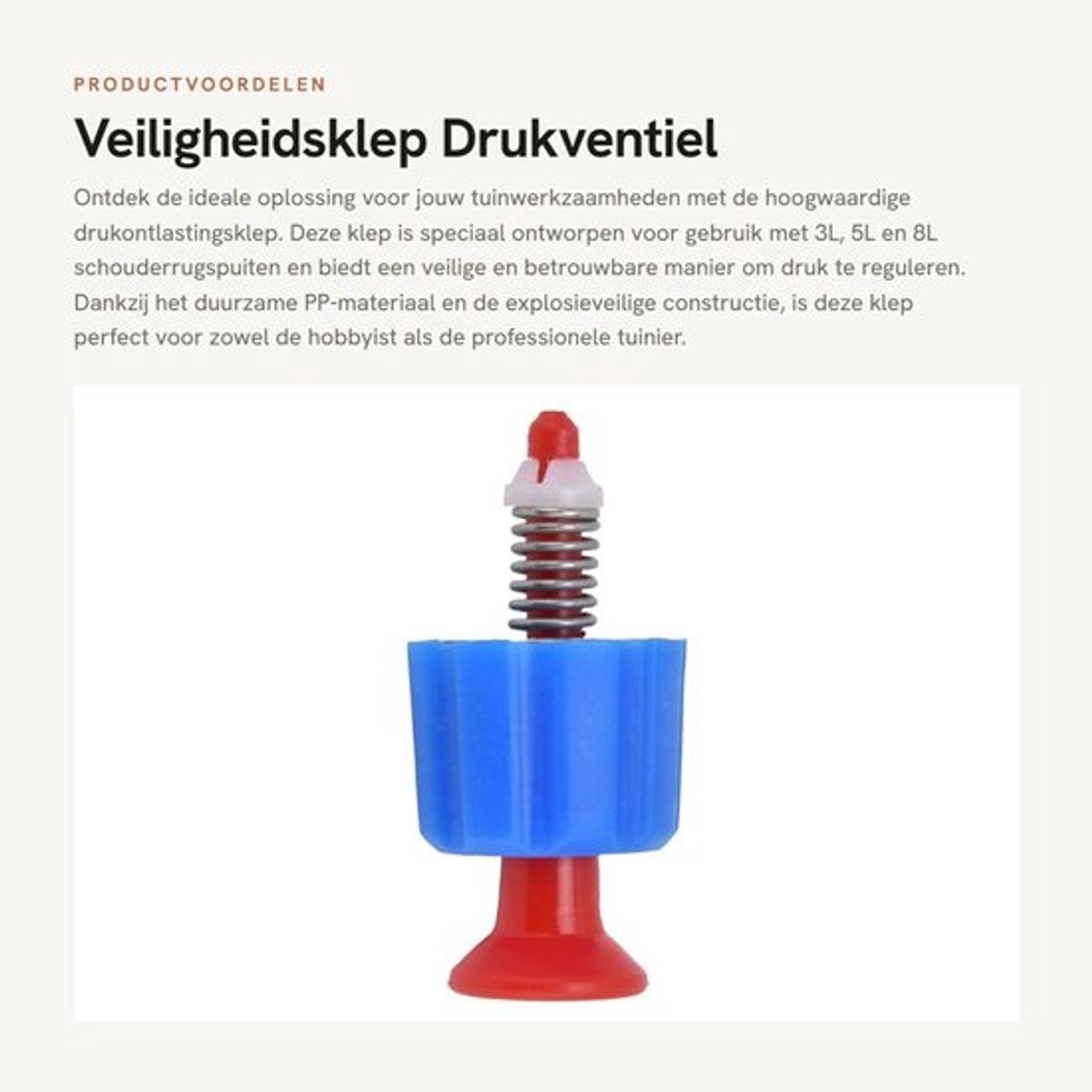 Veiligheidsklep - Drukontlastingsklep - Geschikt voor 3L/5L/8L rugspuiten - PP materiaal - Blauw - Lichtgewicht 7g - Drukventiel