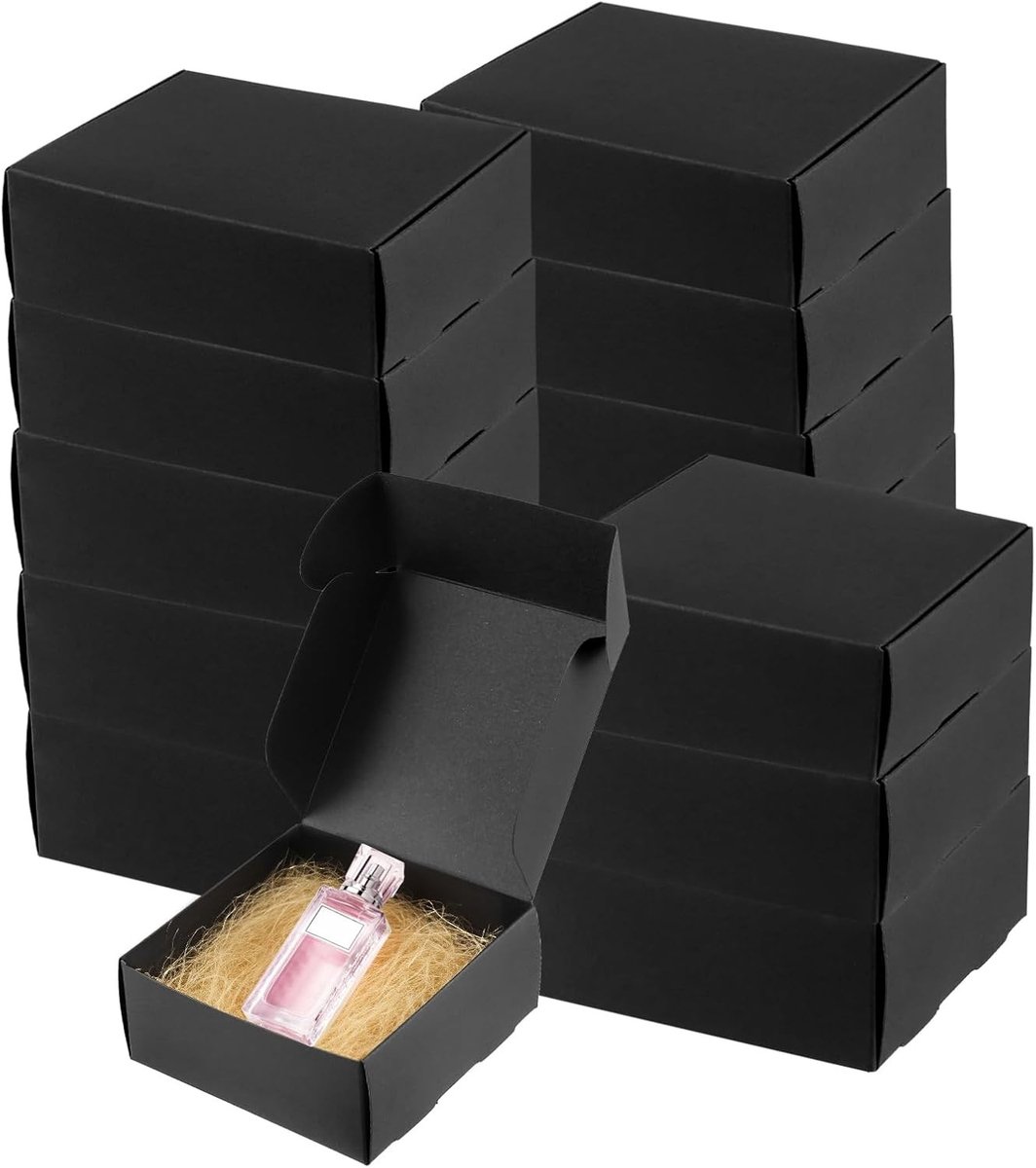 40 Zwarte Kraft Geschenkdozen Vierkant Klein - Ideaal voor Cadeaus en Verzending