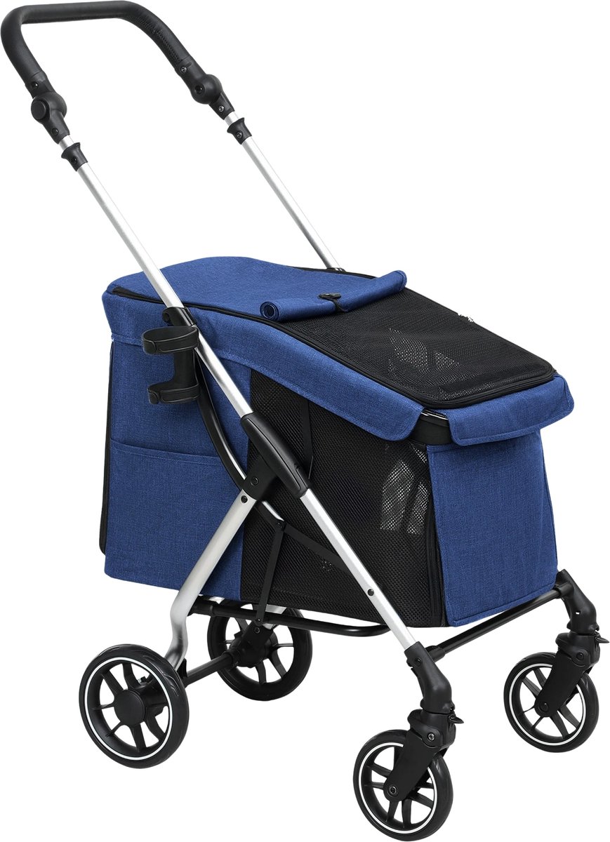 Hondenbuggy – Opvouwbare Wandelwagen voor Honden & Katten tot 10 kg – Blauw