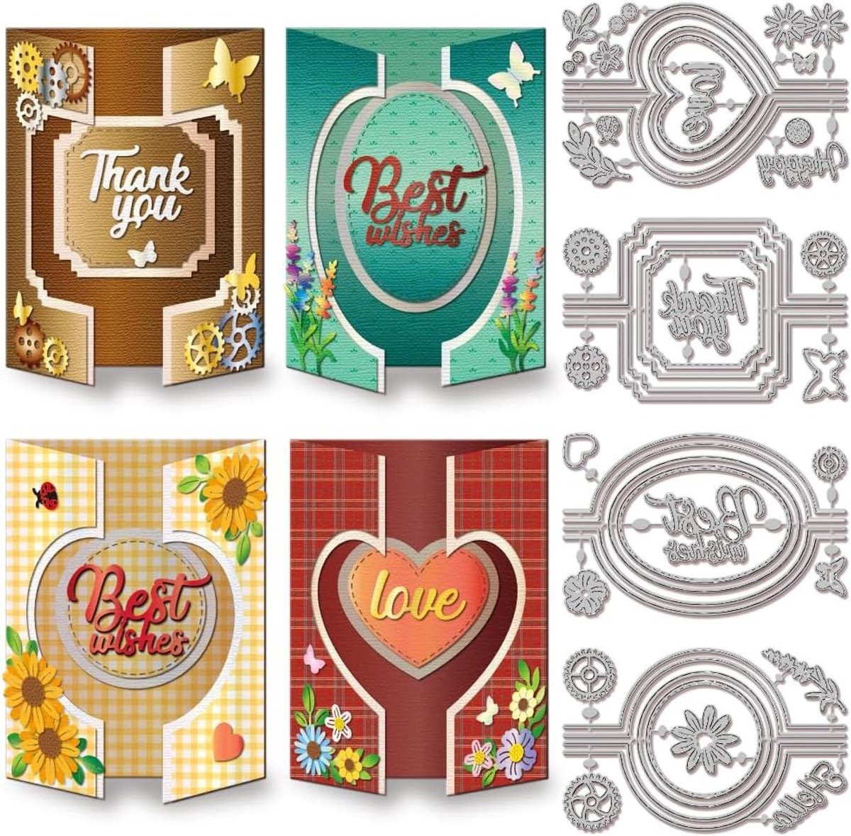 3D Shutter Card Snijmallen voor DIY Scrapbooking - Hartvormige Vouwkaarten, Snij- en Embossingtools voor Foto-albums en Creatieve Decoratie