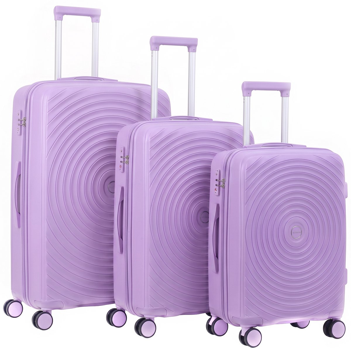 FLY&BYE® Kofferset Core - S/M/L - 3 Delig - Complete Set - 35 Handbagage + 60 en 94L Ruimbagage - Cijferslot - Lila