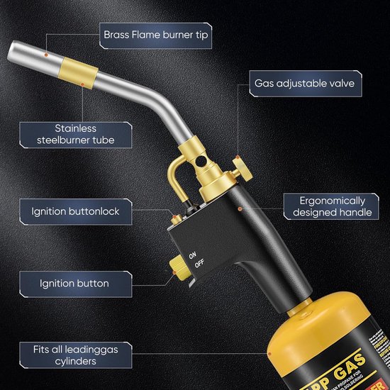 Propaanbrander - Instelbare Vlam - Voor Hard- en Zachtsolderen - Geschikt voor Propaan en MAP-Pro Gas - Met Veiligheidsvergrendeling — afbeelding 4