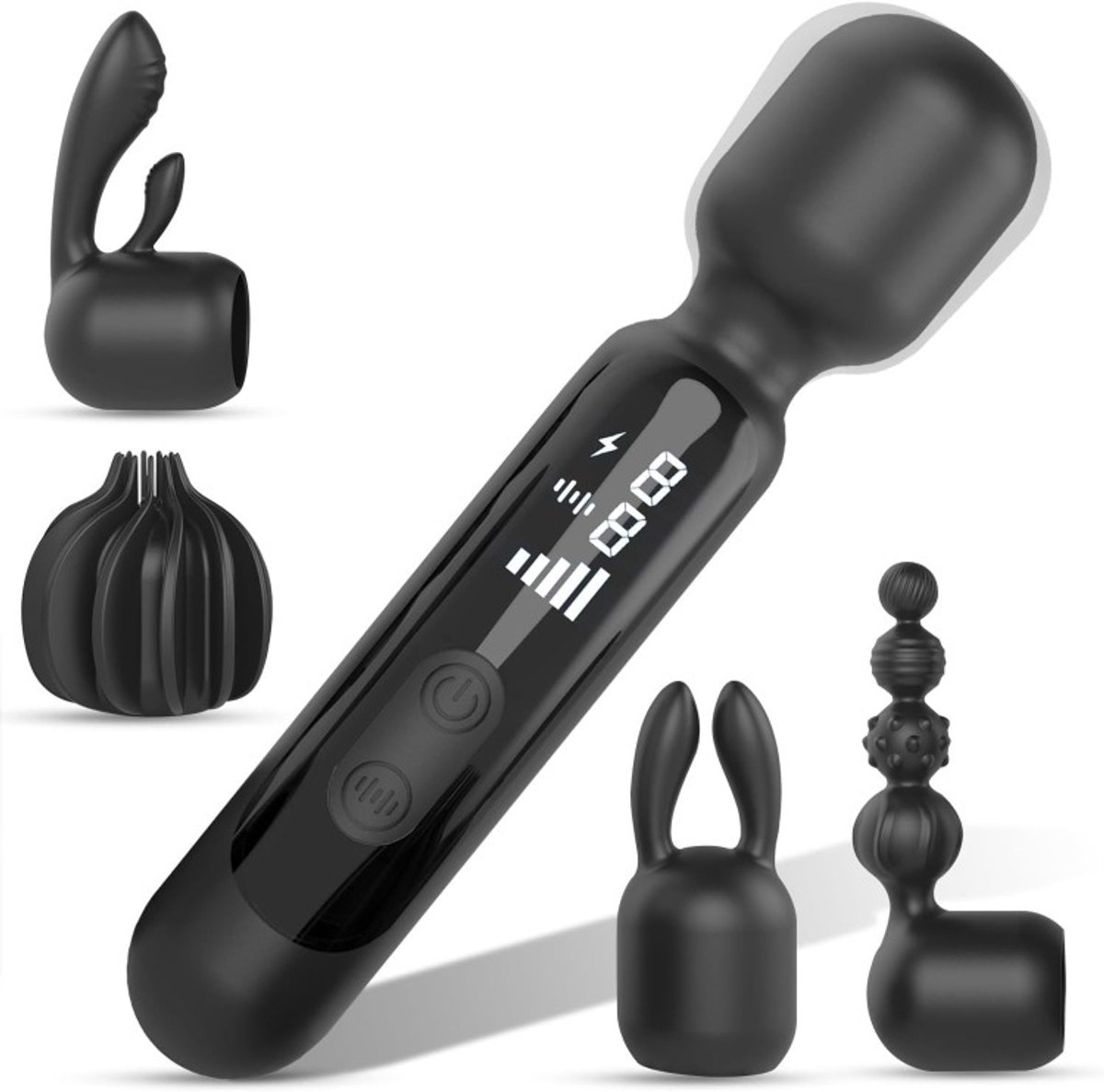 Intiem Cadeau - Wandvibrator - met opzetstukken - led-scherm - 9 standen - Vibrators voor vrouwen