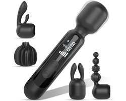 Intiem Cadeau - Wandvibrator - met opzetstukken - led-scherm - 9 standen - Vibrators voor vrouwen