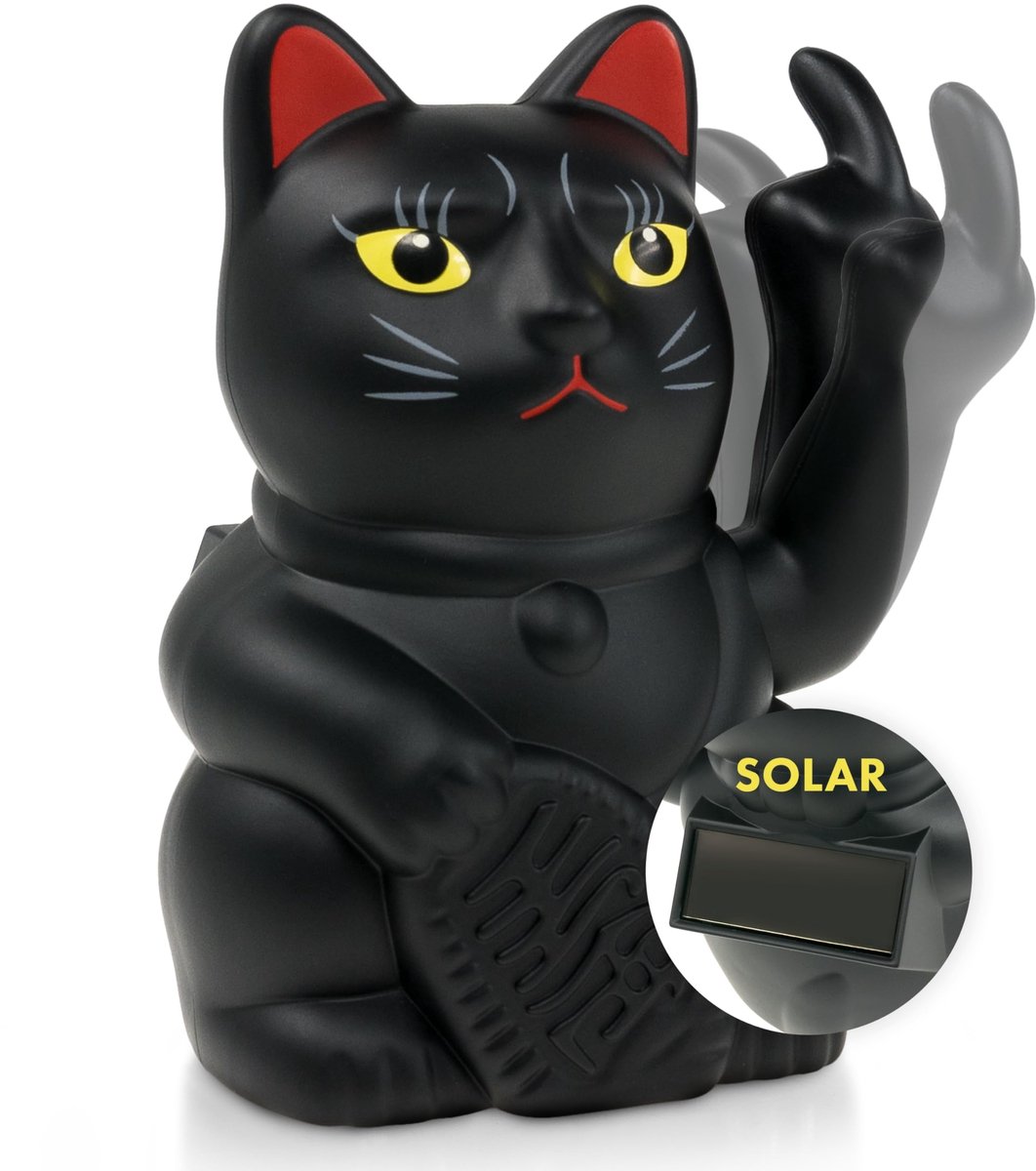 SnelShoppen - ANGRY Kat Mini Zwaaien Lucky Cat - Grappige Japanse Zwaaier - Stinkvinger Wiebelfiguur - Decoratieartikel 10 cm - Leuke Geschenken voor