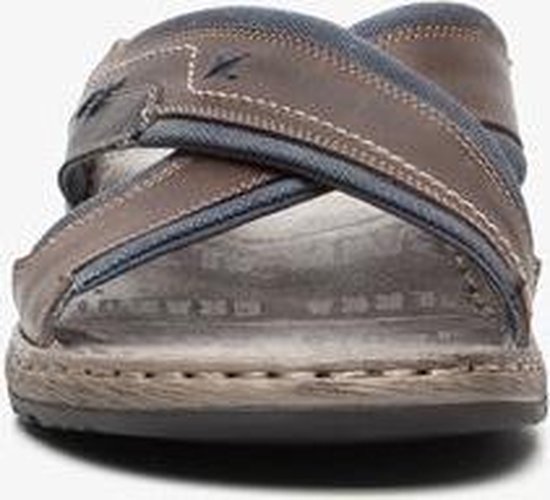 TwoDay leren heren slippers - Grijs - Maat 45 | bol.com