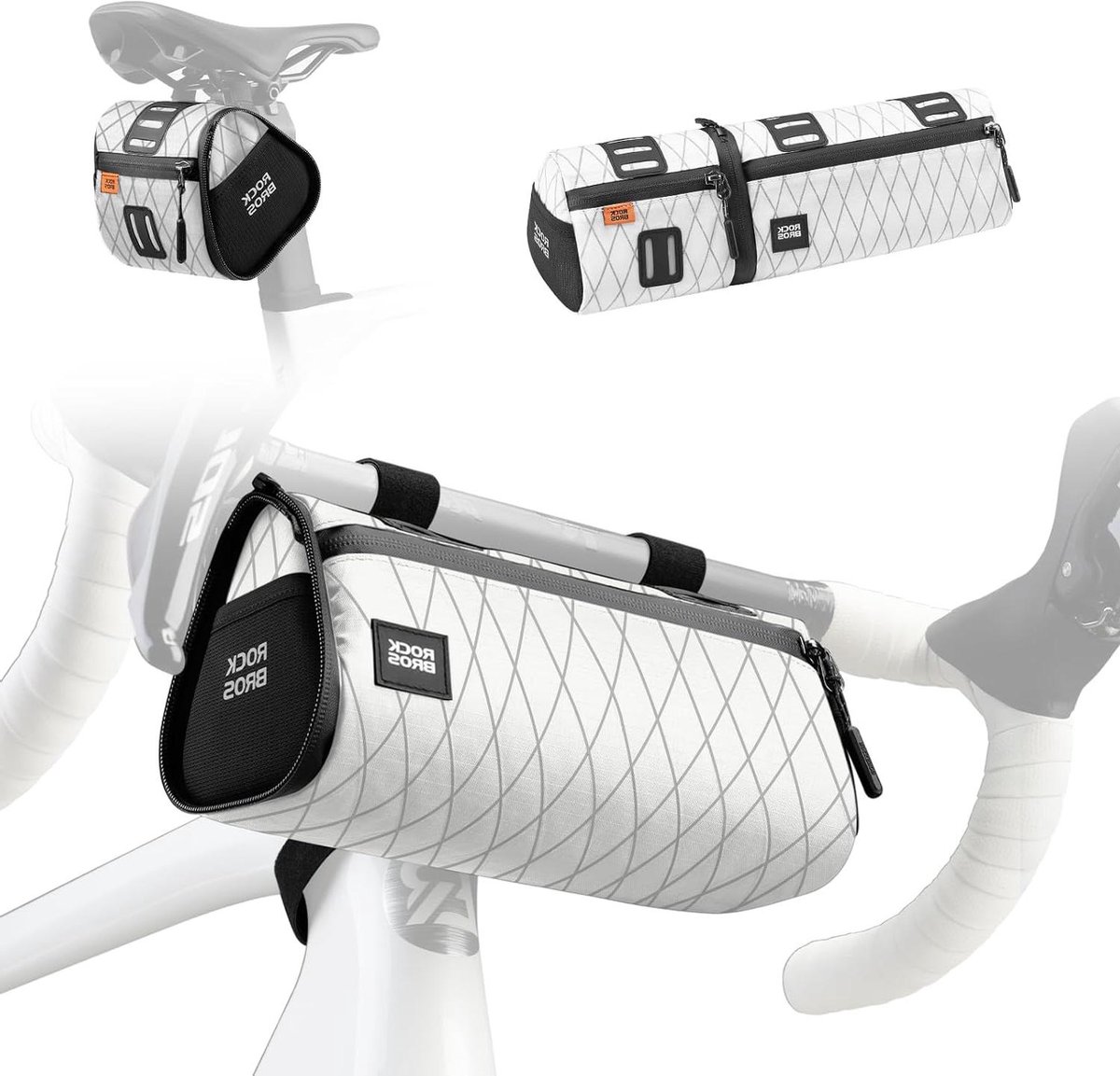 Multifunctionele Fietstas - Afneembare Tassen - Fietsen en Reizen - Waterafstotend Robuust Materiaal - 2 Liter Capaciteit - Wit