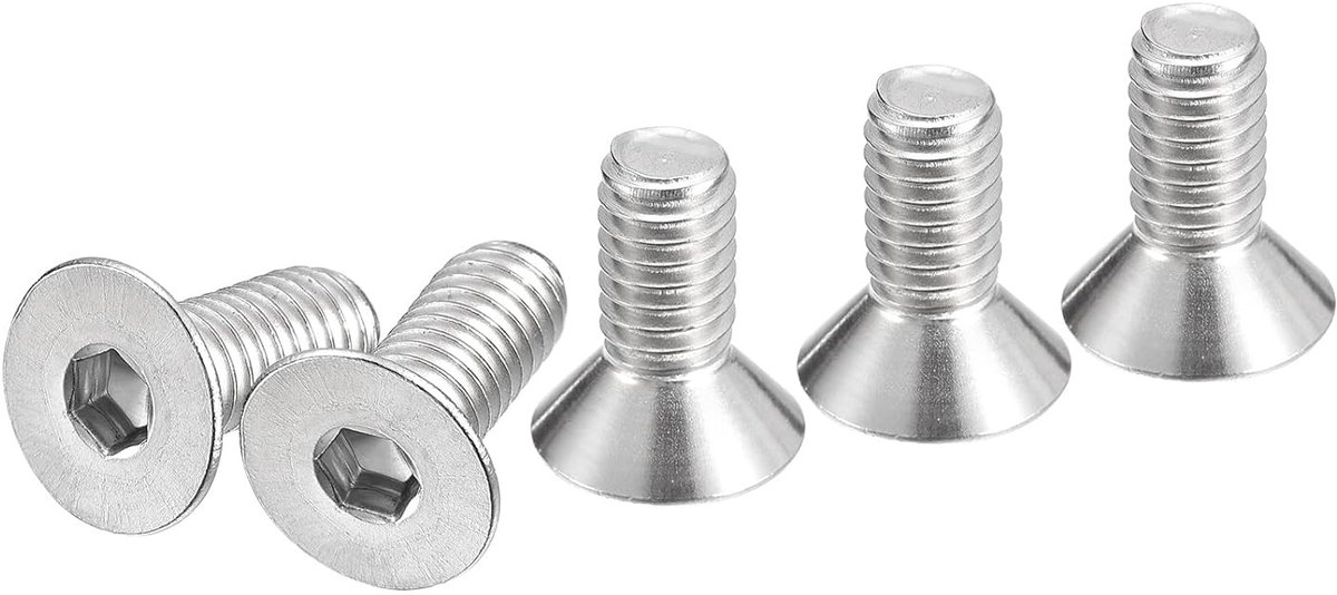 Cilinderkop Schroeven 5/16-18 x 3/4 Inch, 20 Stuks, RVS 304, Zeskantige Platte Hoofd Schroeven, Volledige Draad en Verzinkte Kop