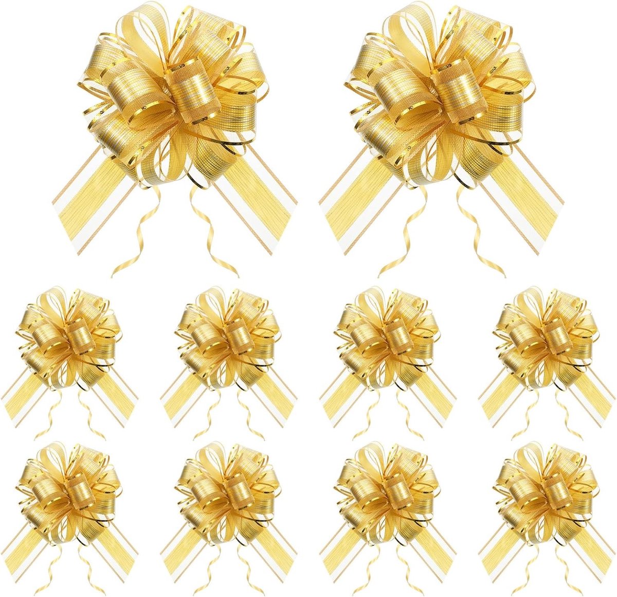 10 stuks grote gouden trekstrikken voor geschenkverpakking, ideaal voor bruiloften, verjaardagen en Moederdag, 15,5 cm