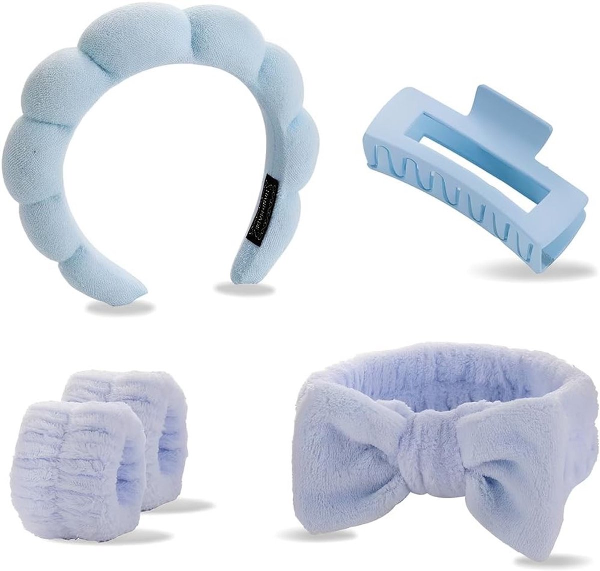 Set van 5 Dames Haarbanden voor Spa en Make-up, Ideaal voor Douche en Gezichtsreiniging (Blauw)