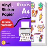 Pak met 72 vellen A4 'Premium Translucent' stickerpapier van Renos met diverse stickers.