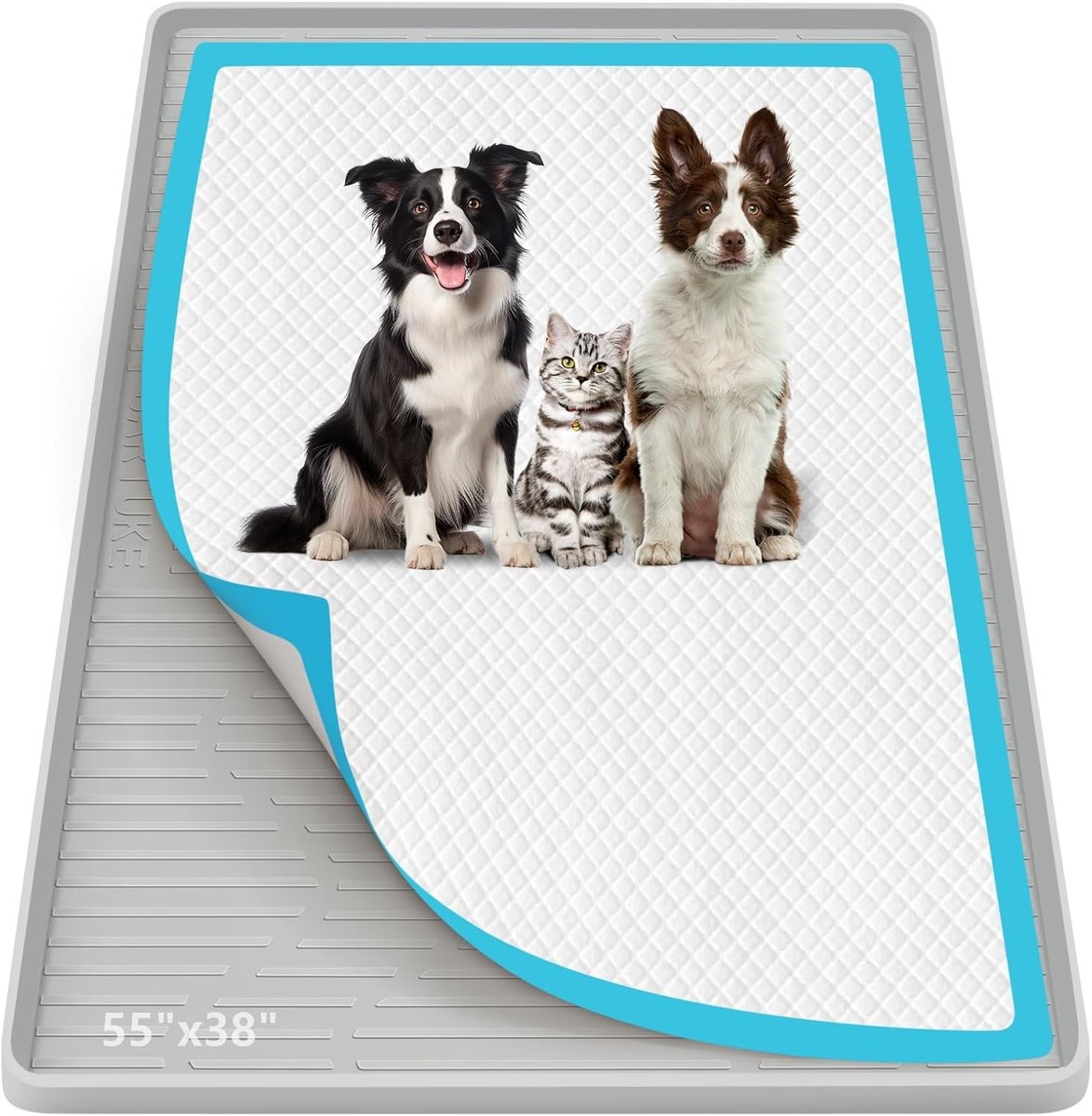 Urine opvangmat voor honden, 140 x 96,5 cm, siliconen, lekvrij, hoge rand, vloerbescherming, trainingsmat voor zindelijkheidstraining