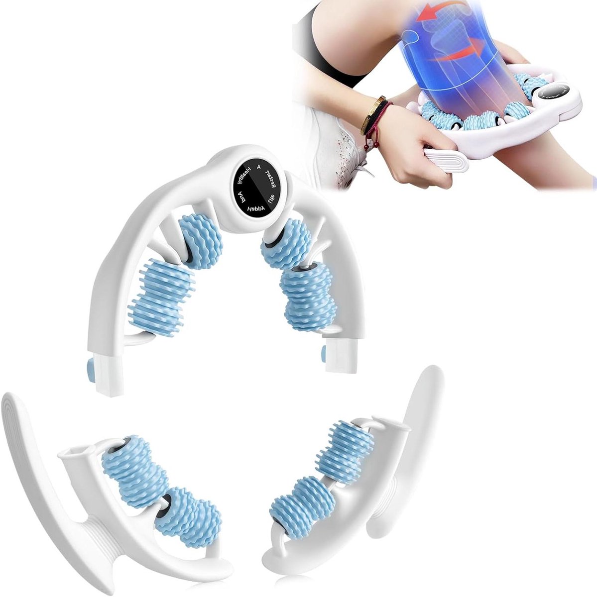 Handmatig Massageapparaat - Lymfedrainage Roller - Lichaamsvorming - Verstelbare Dubbele Rollen - 26 x 4 x 25 cm - Zwart