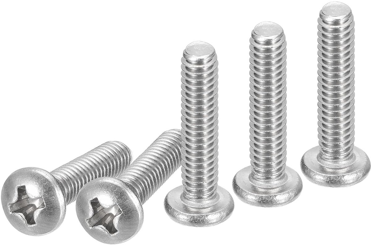 RVS Pan Head Machine Schroeven 8-32x3/4" - Set van 50 Stuks, Phillips Aandrijving, Volledige Draad, Duurzaam en Corrosiebestendig