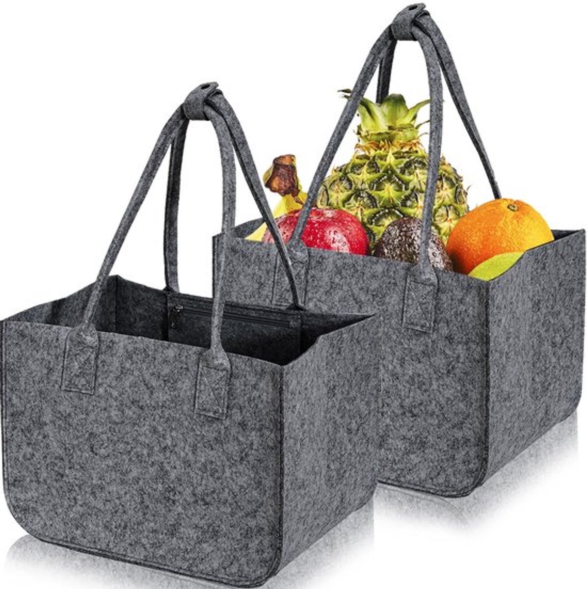 Shopper Grote Capaciteit 30L - Opvouwbare Tas - Vilt Mand - Handvat - Multifunctionele Opbergmand - 40 x 27 x 27 cm