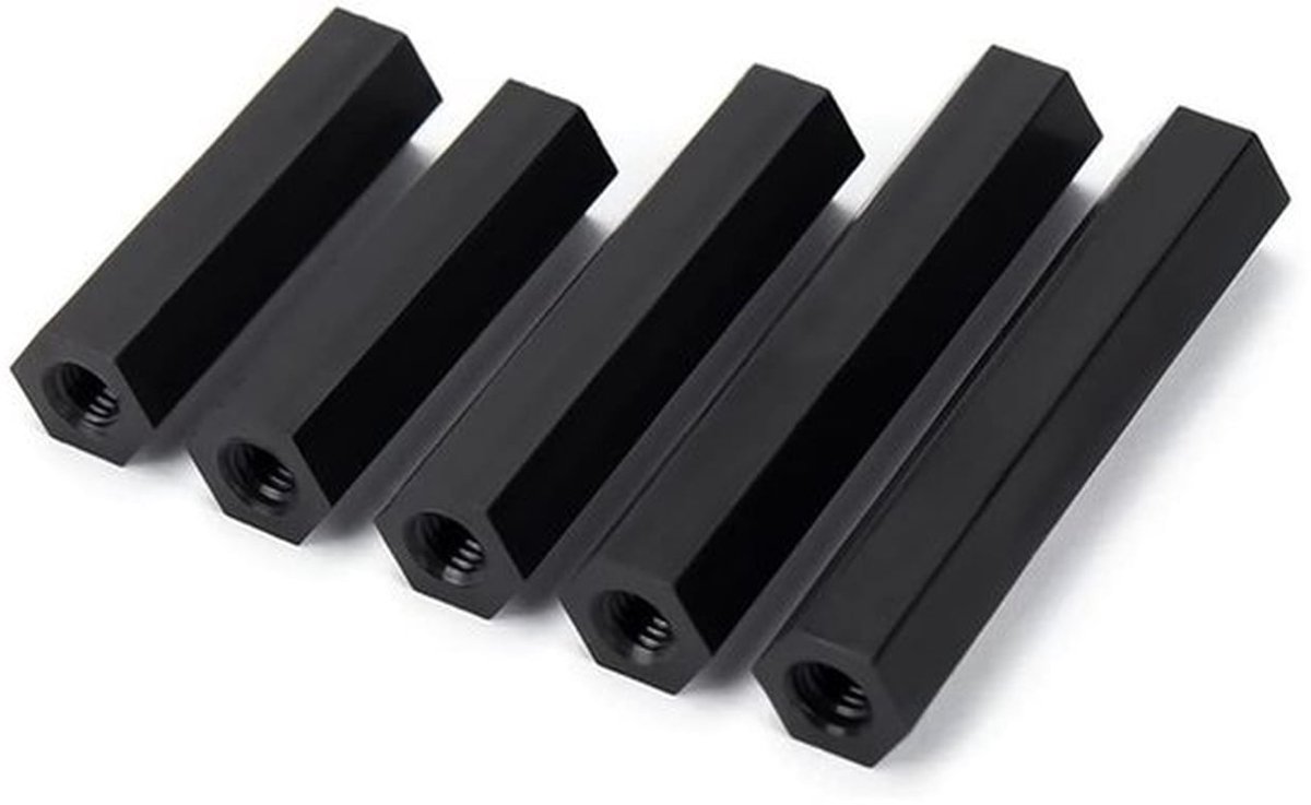 Vrouwelijke Hex Spacer Standoff - Nylon Standoffs - Duurzaam en sterk - Zwart - M4x30mm - Ideaal voor bevestiging - 20 stuks